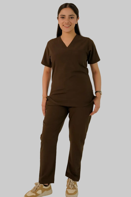 Lisbon Brown V-Neck Classic Scrubs