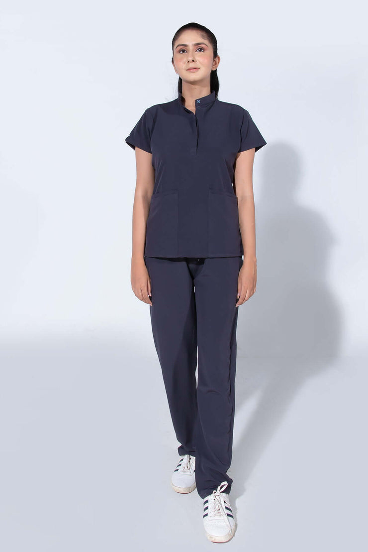 Lead Grey | 4 Pockets Mandarin Collar - Scrubs Pk