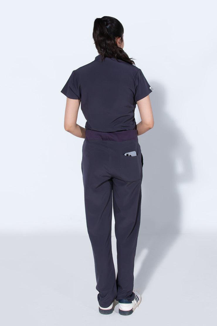 Lead Grey | 4 Pockets Mandarin Collar - Scrubs Pk