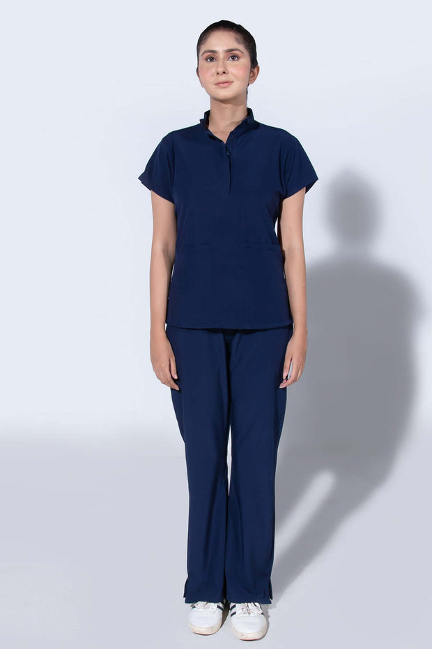 Navy Blue | 4 Pockets Mandarin Collar - Scrubs Pk