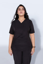 Midnight Black | Classic collar with straight pants - Scrubs Pk