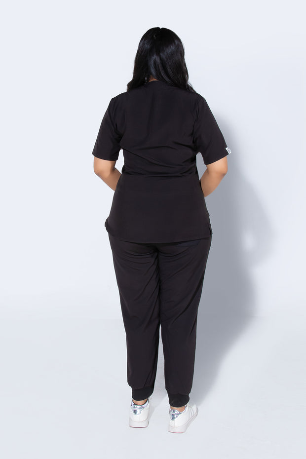 Midnight Black | Classic collar with straight pants - Scrubs Pk