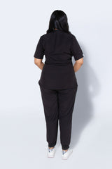 Midnight Black | Classic collar with straight pants - Scrubs Pk