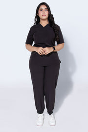 Midnight Black | Classic collar with straight pants - Scrubs Pk