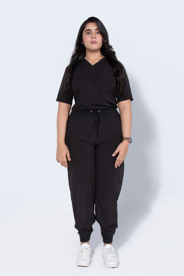 Midnight Black | Classic collar with straight pants - Scrubs Pk