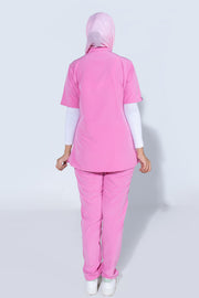 Rose Pink women | 4 Pockets Mandarin Collar - Scrubs Pk