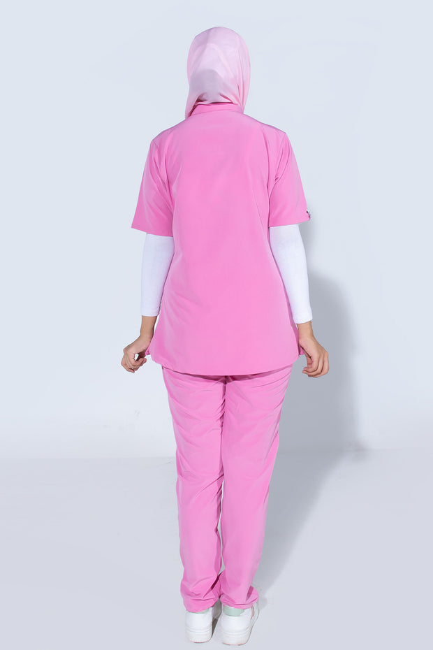 Rose Pink women | 4 Pockets Mandarin Collar - Scrubs Pk