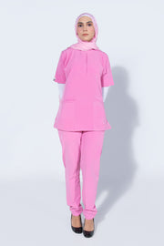 Rose Pink women | 4 Pockets Mandarin Collar - Scrubs Pk