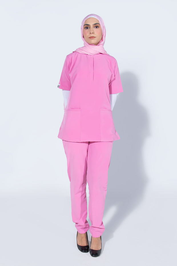 Rose Pink women | 4 Pockets Mandarin Collar - Scrubs Pk