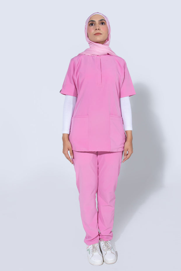 Rose Pink women | 4 Pockets Mandarin Collar - Scrubs Pk