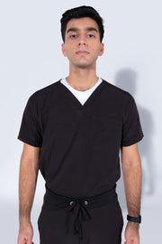 Midnight Black | 4-Pocket Mandarin Collar - Scrubs Pk