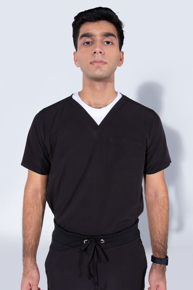 Midnight Black | 4-Pocket Mandarin Collar - Scrubs Pk