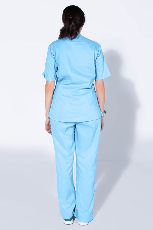 Sky Blue | Women 4-Pocket Mandarin Collar