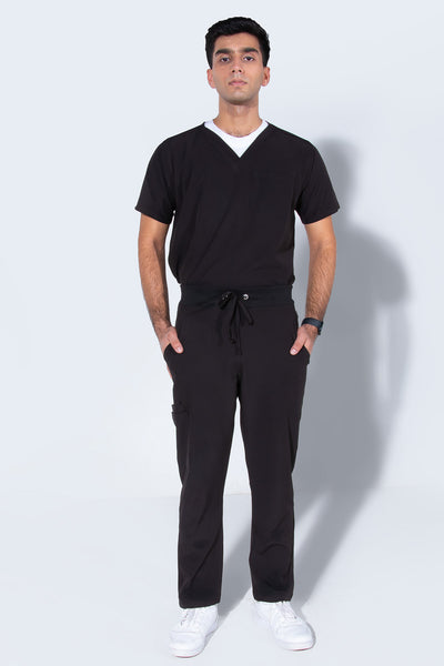 Midnight Black | 4-Pocket Mandarin Collar - Scrubs Pk