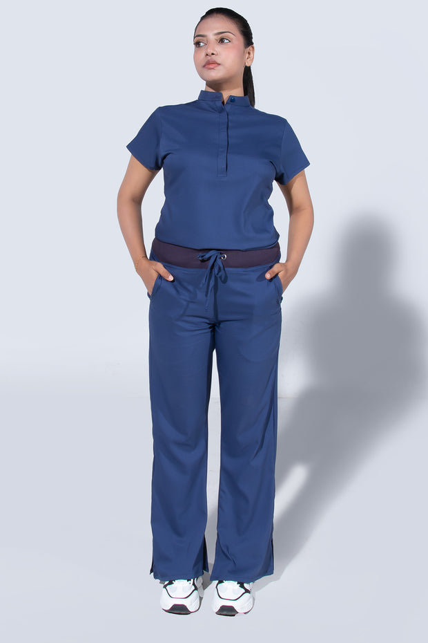 Steel Blue women 4-Pocket Mandarin Collar - Scrubs Pk