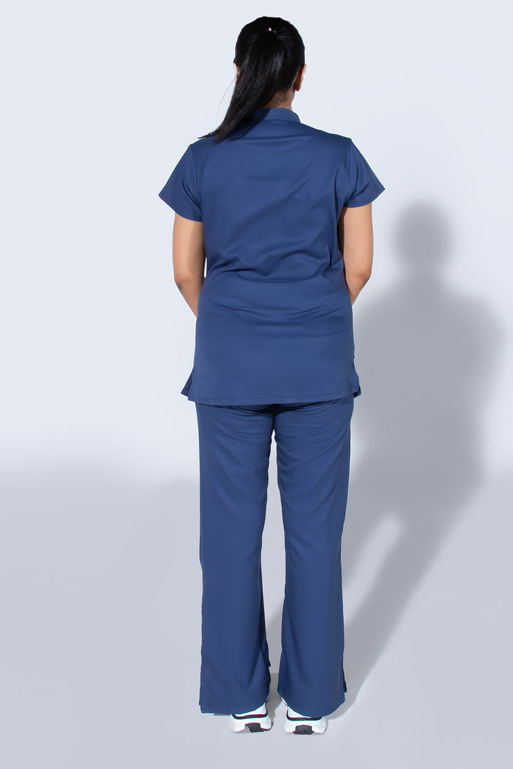 Steel Blue women 4-Pocket Mandarin Collar - Scrubs Pk