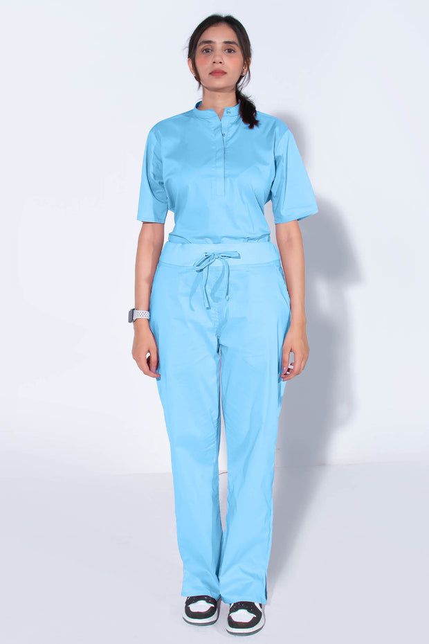 Sky Blue | Women 4-Pocket Mandarin Collar