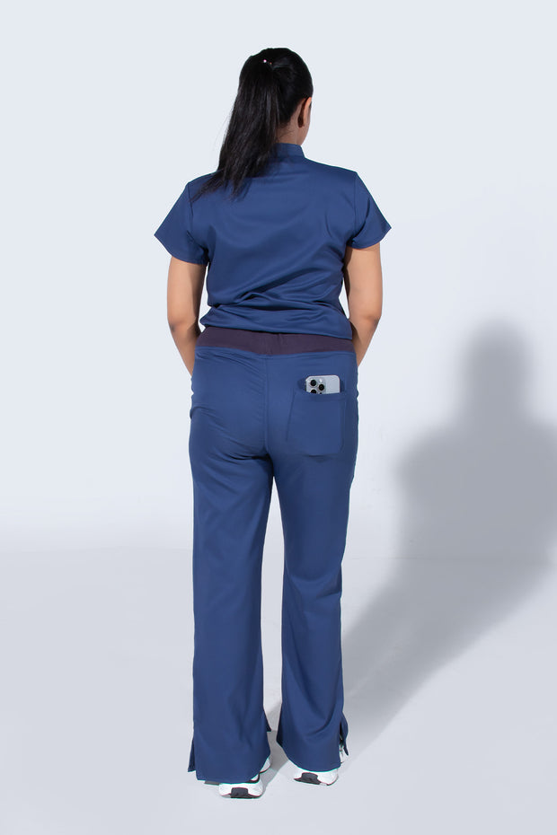 Steel Blue women 4-Pocket Mandarin Collar - Scrubs Pk