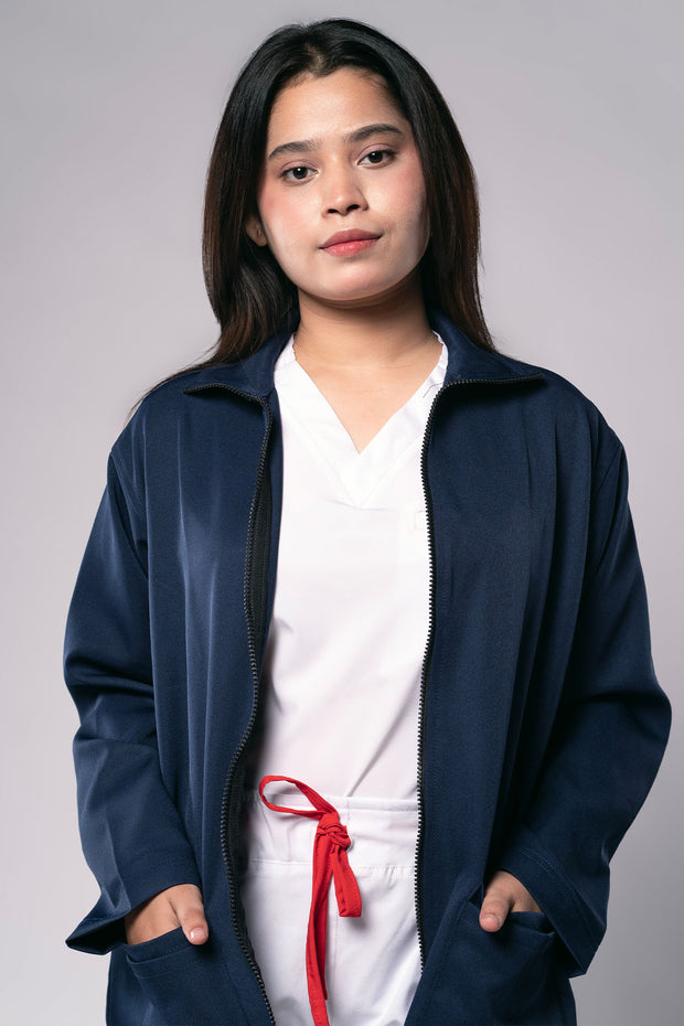 Classic Scrub Jacket Navy Blue Female