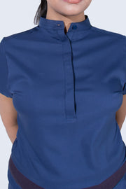 Steel Blue women 4-Pocket Mandarin Collar - Scrubs Pk