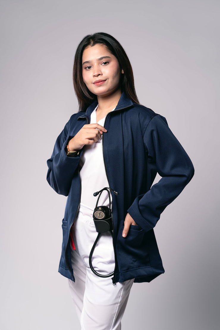 Classic Scrub Jacket Navy Blue Female