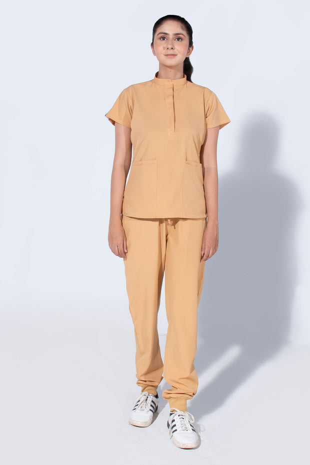 Tan beige | Women Mandarin Collar - Scrubs Pk