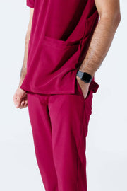 Mulberry Maroon | 4-Pocket Mandarian Collar - Scrubs Pk