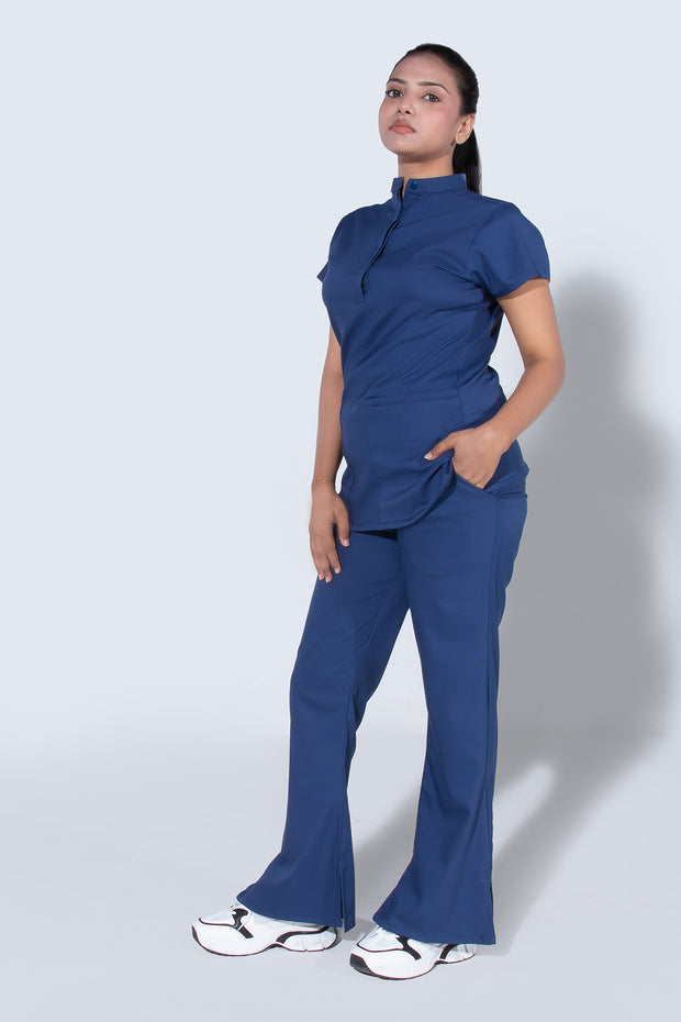 Steel Blue women 4-Pocket Mandarin Collar - Scrubs Pk