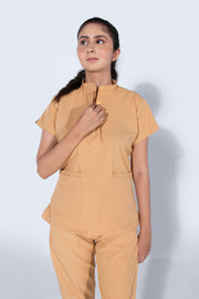 Tan beige | Women Mandarin Collar - Scrubs Pk