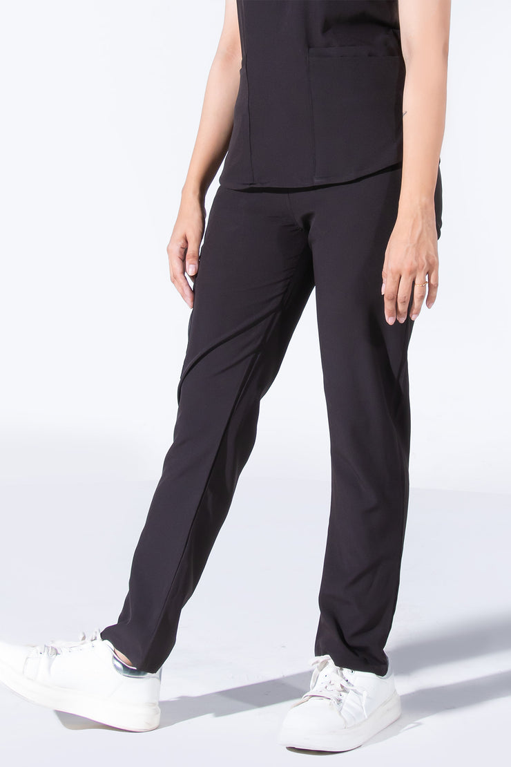 Midnight Black 4-pocket Mandarian collar - Scrubs Pk