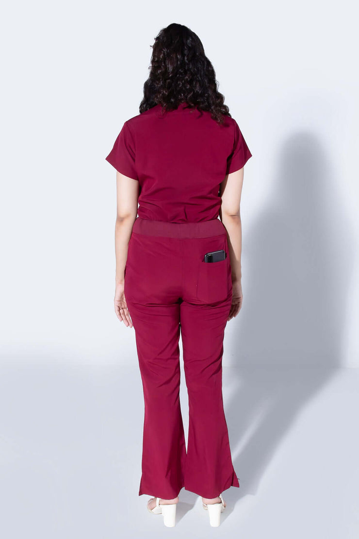 Mulberry Maroon | Women Mandarin Collar - Scrubs Pk