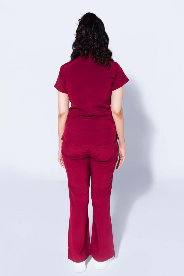 Mulberry Maroon | Women Mandarin Collar - Scrubs Pk