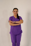 Dark Lavender V-Neck Classic Scrubs – Stylish & Comfortable