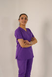 Dark Lavender V-Neck Classic Scrubs – Stylish & Comfortable