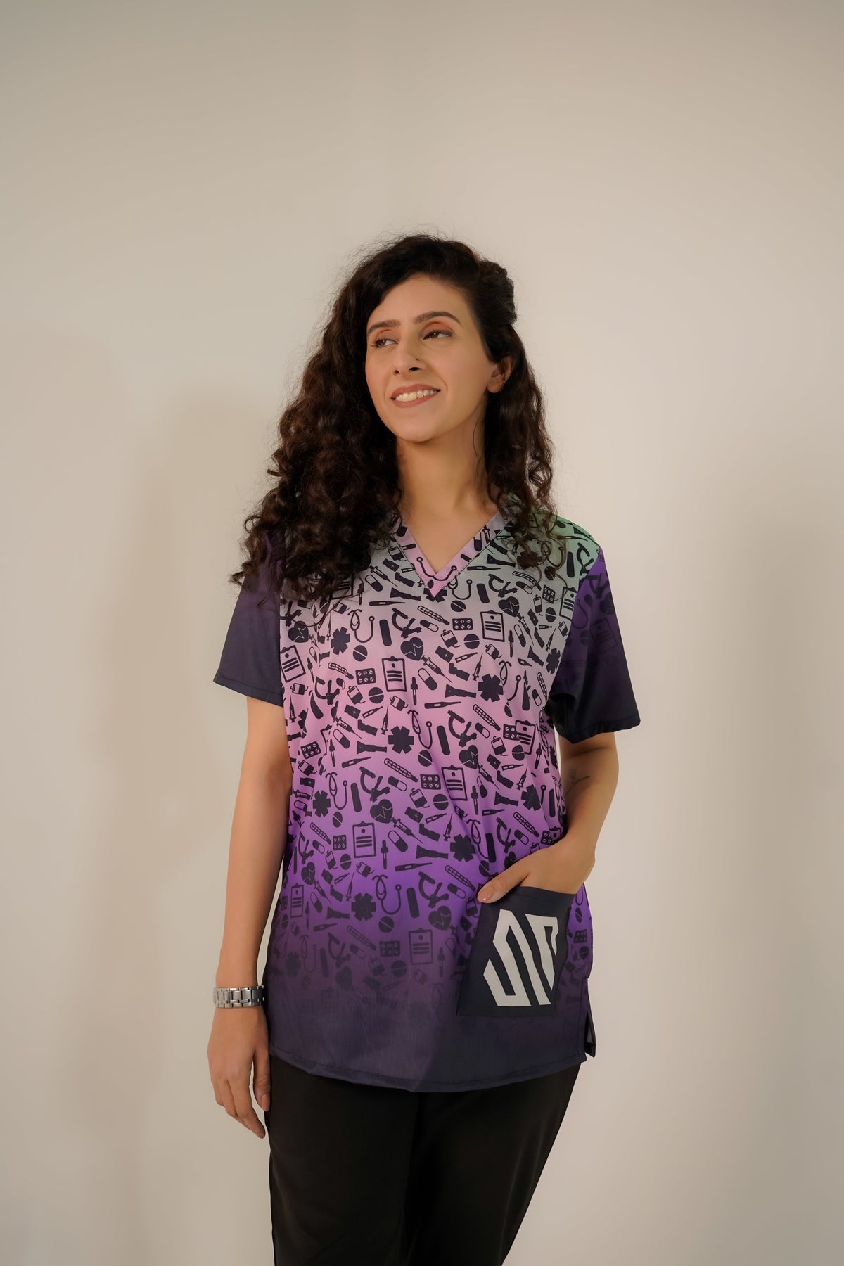 Signature Printed Feathersoft™ With Black trousers