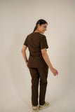 Lisbon Brown V-Neck Classic Scrubs – Comfortable & Durable