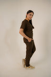 Lisbon Brown V-Neck Classic Scrubs – Comfortable & Durable