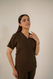Lisbon Brown V-Neck Classic Scrubs – Comfortable & Durable