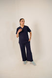 Navy Blue V-Neck Classic Scrubs – Comfortable & Durable