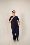 Navy Blue V-Neck Classic Scrubs – Comfortable & Durable