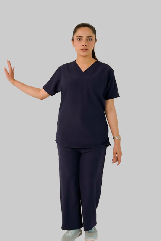 Navy Blue V-Neck Classic Scrubs