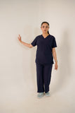 Navy Blue V-Neck Classic Scrubs – Comfortable & Durable