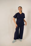Navy Blue V-Neck Classic Scrubs – Comfortable & Durable
