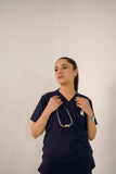 Navy Blue V-Neck Classic Scrubs – Comfortable & Durable
