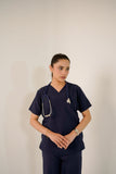 Navy Blue V-Neck Classic Scrubs – Comfortable & Durable