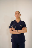 Navy Blue V-Neck Classic Scrubs – Comfortable & Durable
