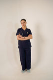 Navy Blue V-Neck Classic Scrubs – Comfortable & Durable