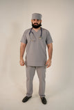 Oslo Grey V-Neck Classic Scrubs – Stylish & Comfortable