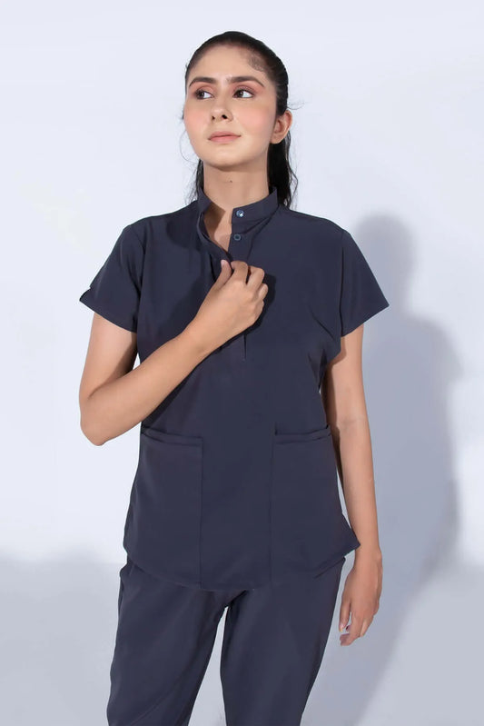 Lead Grey | 4 Pockets Mandarin Collar (Premium)