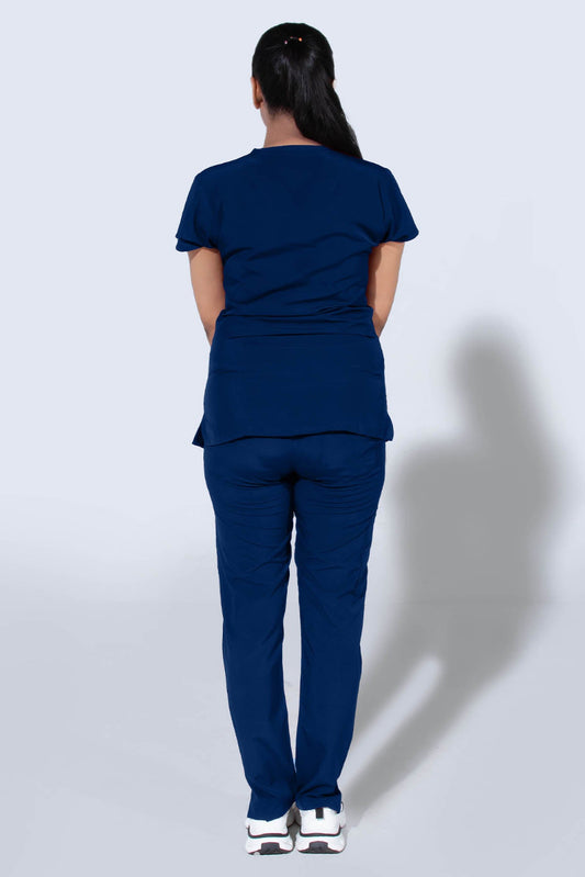 Navy Blue Women’s Classic collar V neck Scrubs